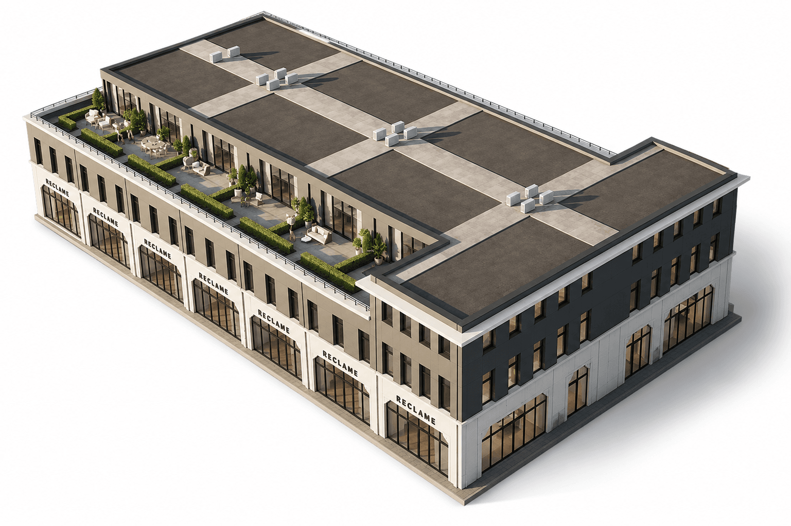3D overview render of the MBE business unit complex