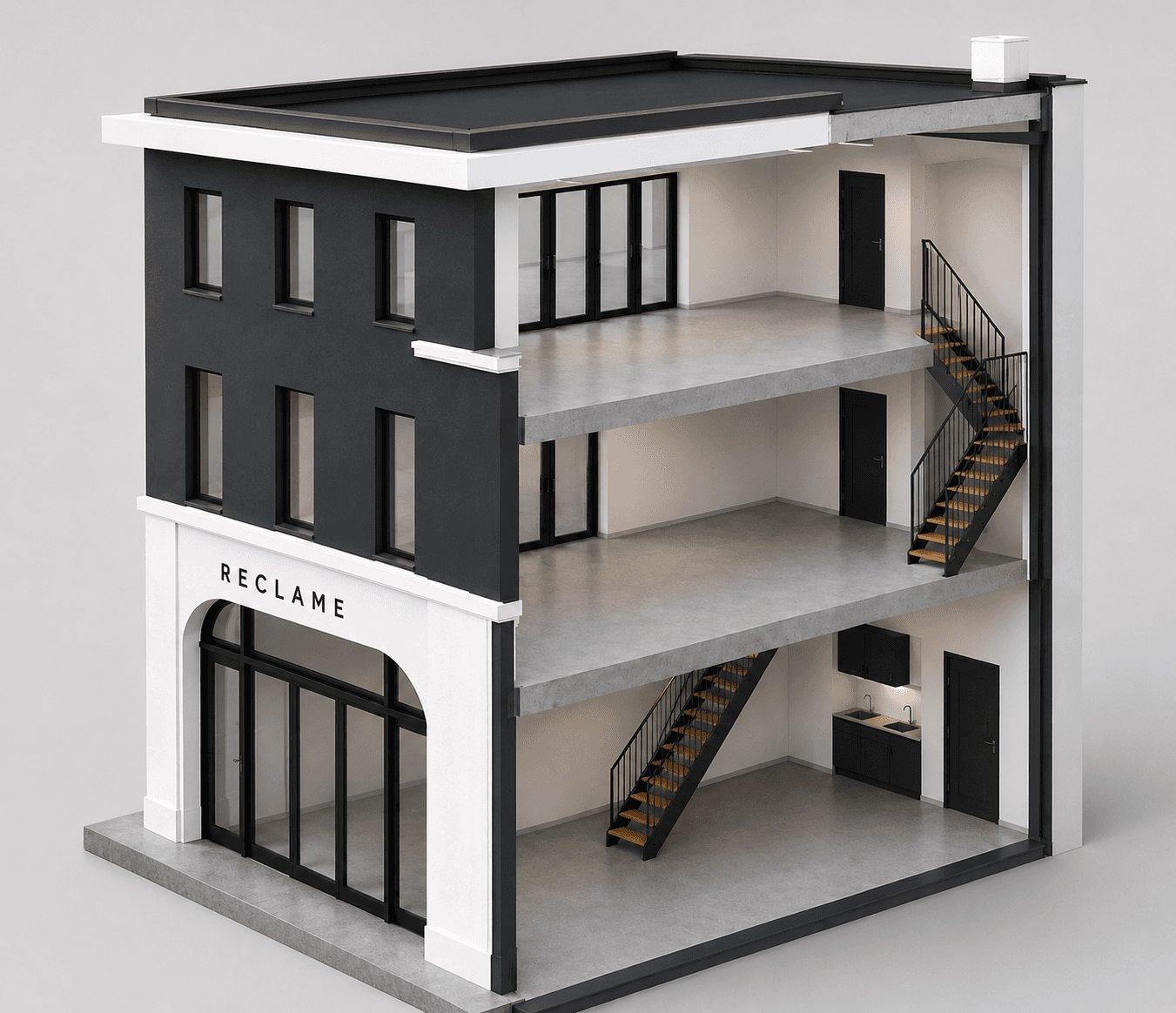 Three-floor MBE business unit without terrace